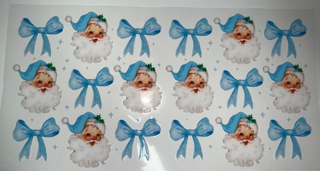 Santa blue bow wrap