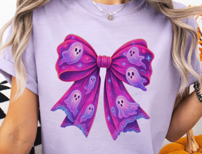 Fushia Ghost Bow DTF