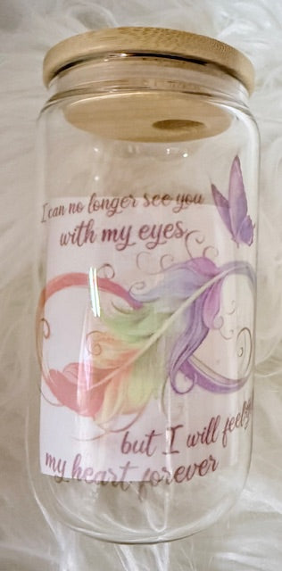 Glass Feather Tumbler