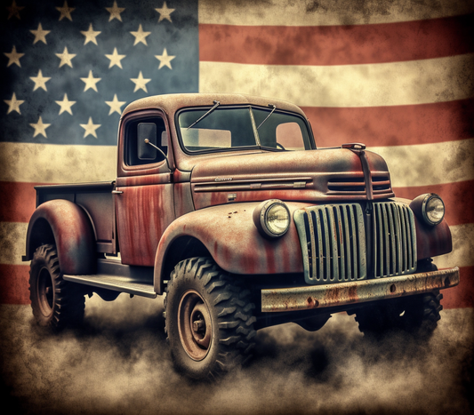 Rustic Truck with flag