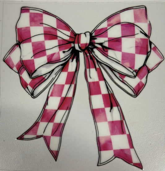 Pink checkered Bow 4-inch