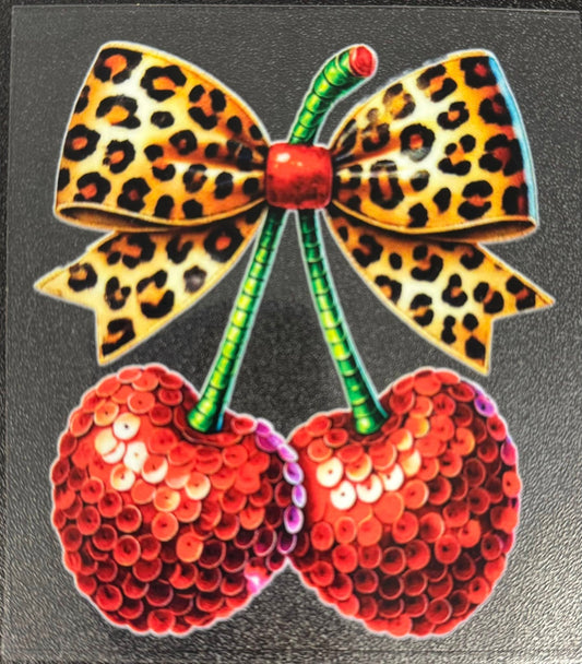 Cherry Cheetah Bow 4-inch