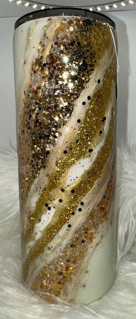 White and Gold Swirl Cup