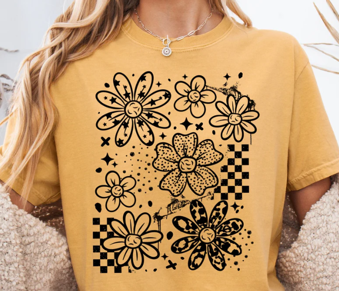 Floral checkered DTF