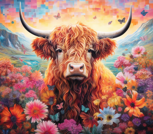 Highland Cow Flowers Wrap