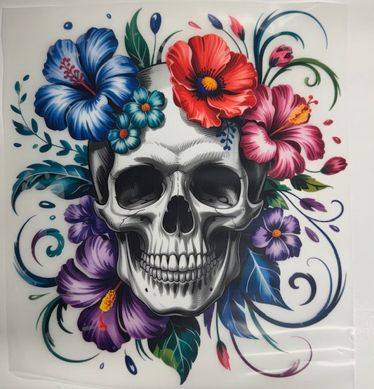 Colorful Floral Skull DTF